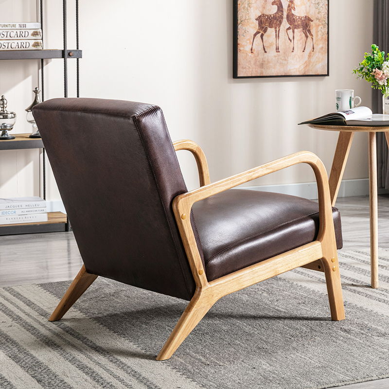 Open Framed Armchair With Cushioning Brown - Dark Brown by Unique Piece Furniture