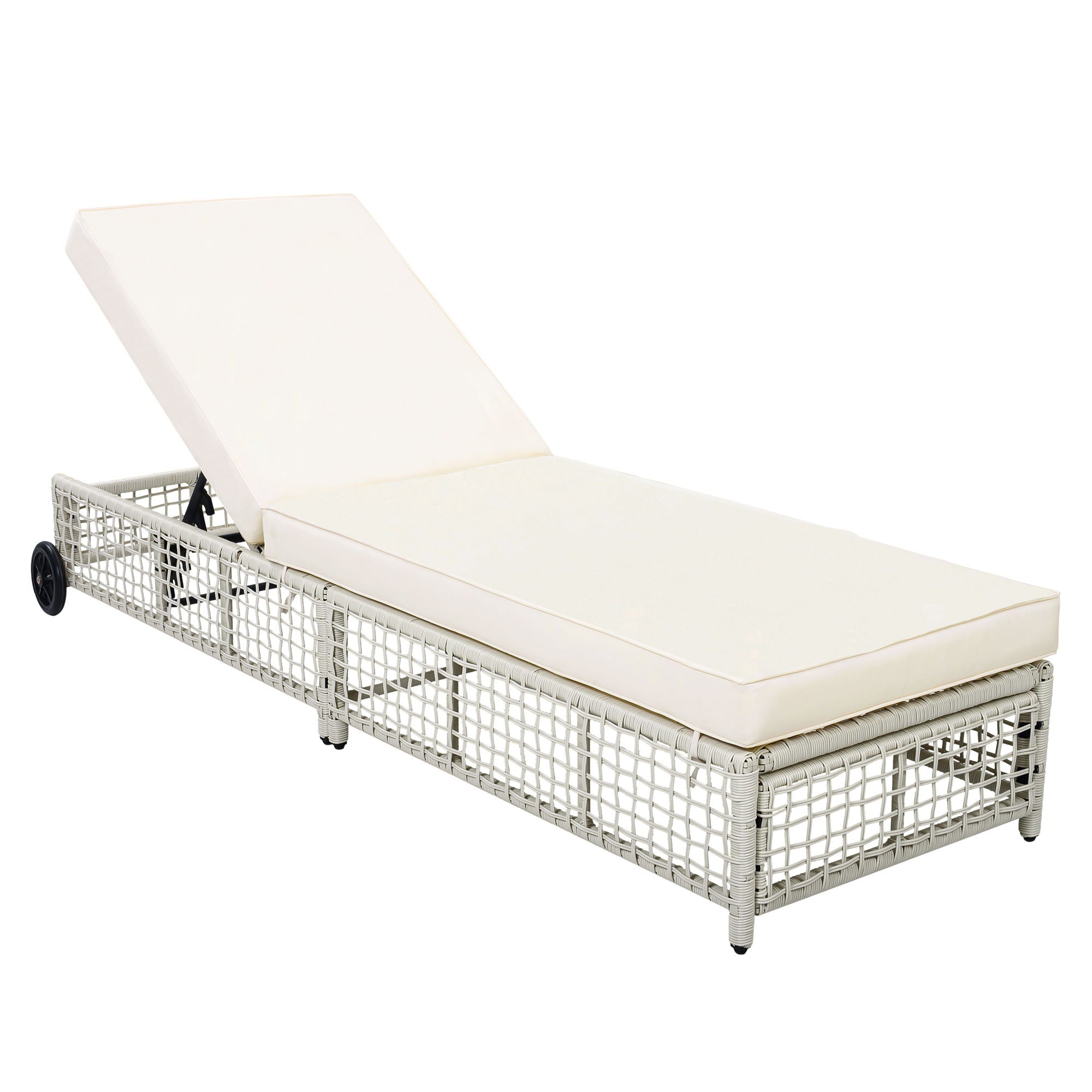 Outdoor Lounge Chair With 5 Position Backrest With Cushion And Wheels by Unique Piece Furniture