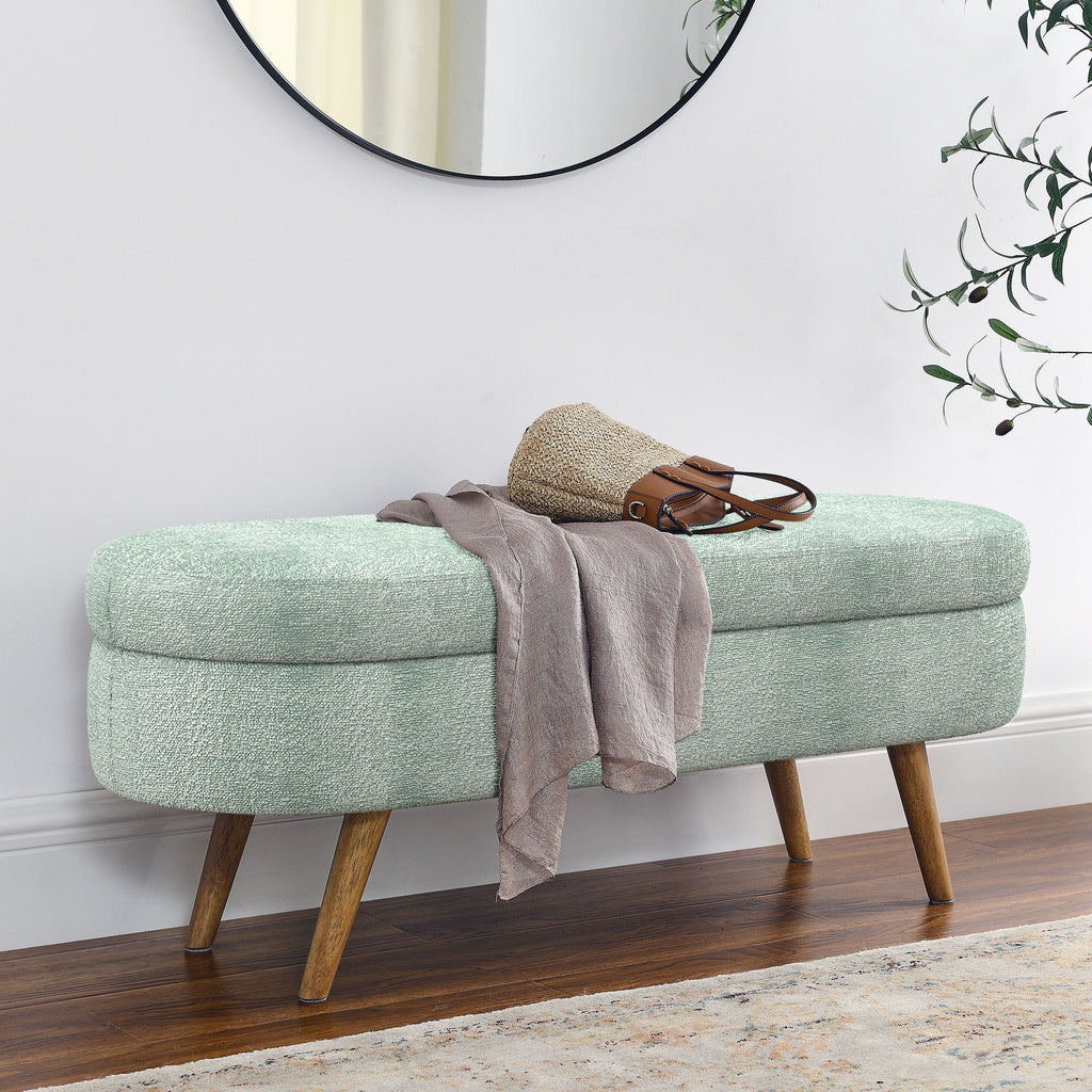 Modern Ottoman Oval Storage Bench With Rubber Wood Legs by Unique Piece Furniture