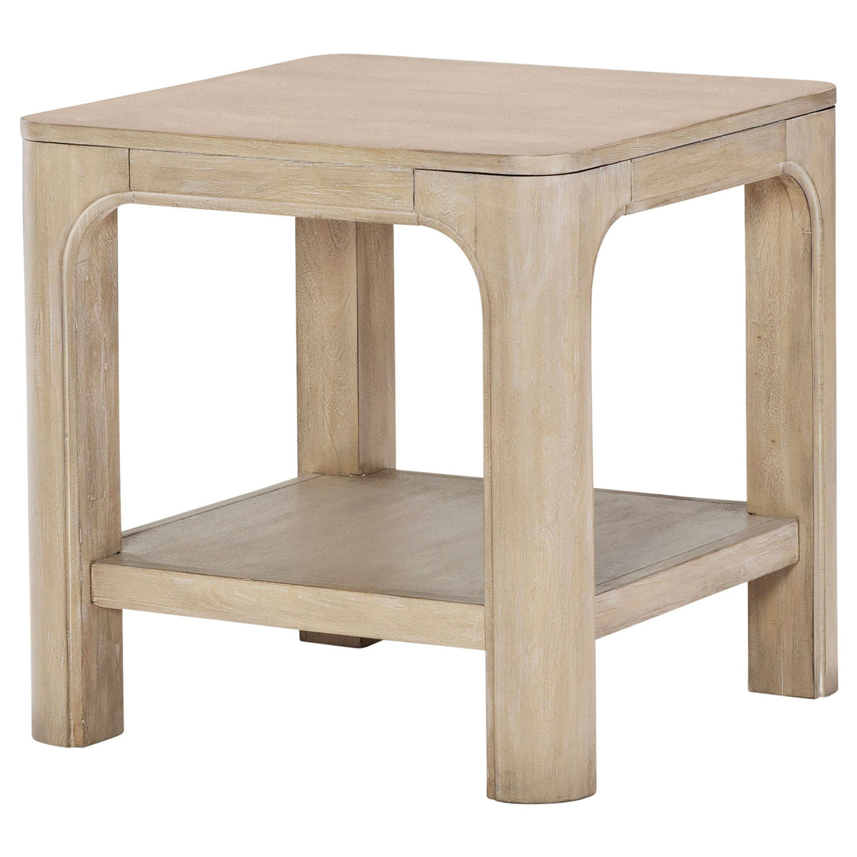 Solano Square Wood Side End Table with Shelf Weathered Mango by Unique Piece Furniture