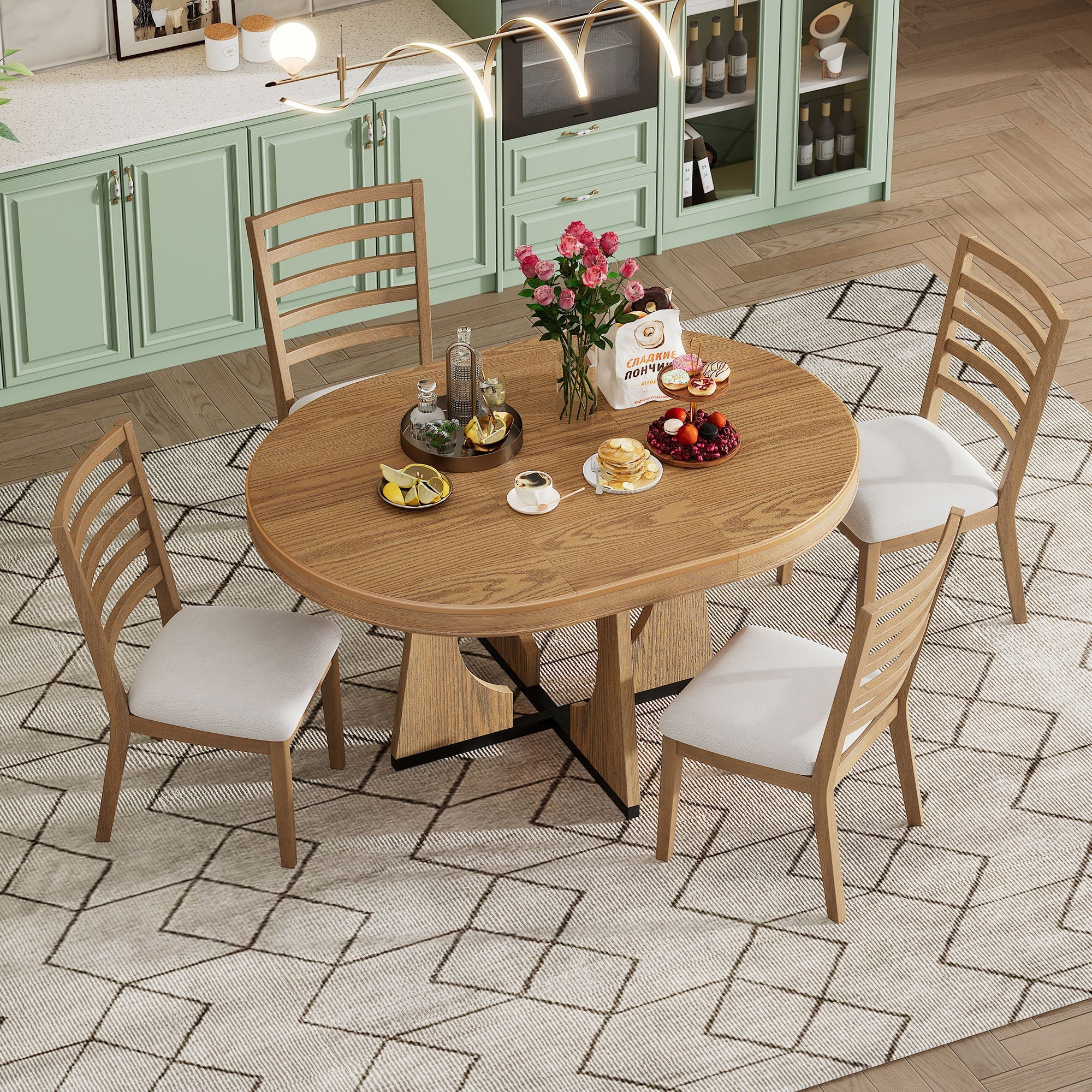 Round Dining Table Set For 4 With Chairs by Unique Piece Furniture