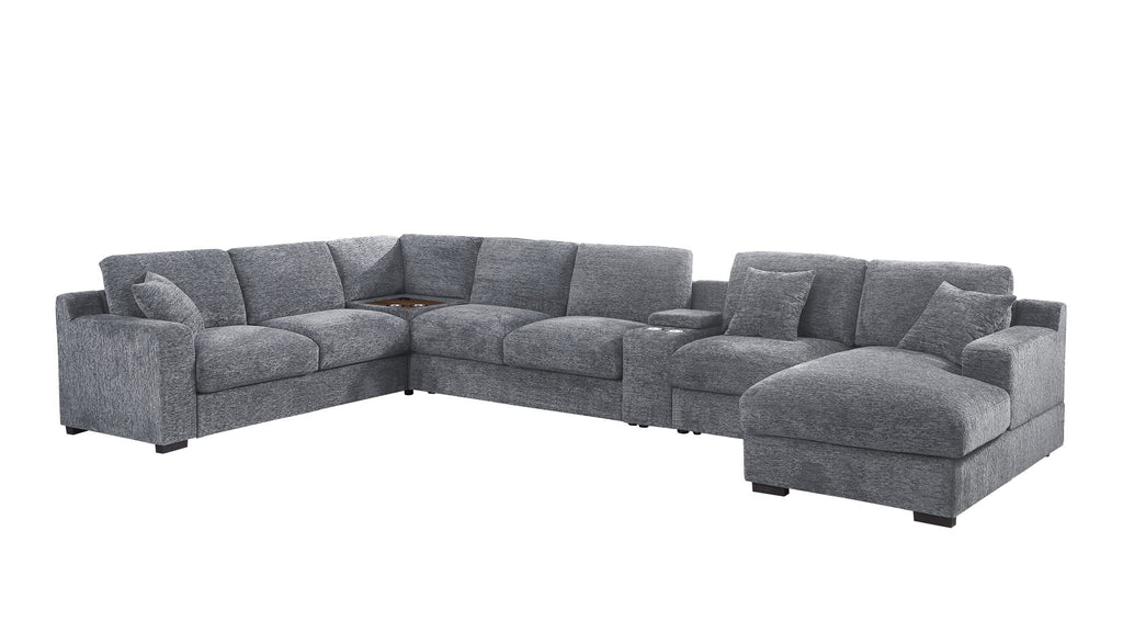 Celine - Fabric Corner Sectional Sofa With Right-Facing Chaise, Cupholders, And Charging Ports by Unique Piece Furniture