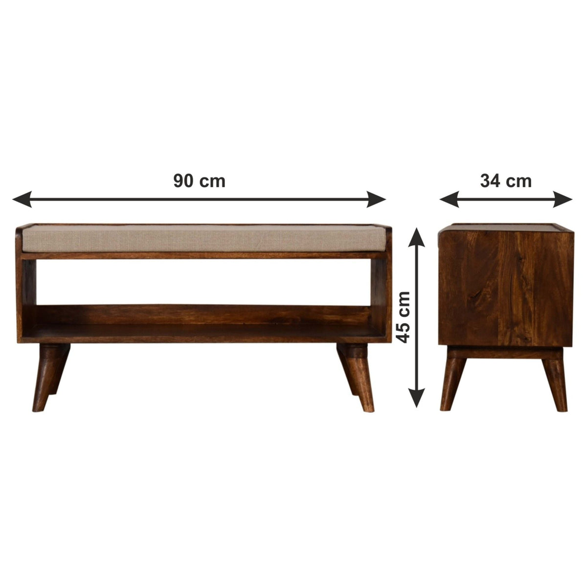 Solid Wood Bench With Upholstered Sea by Unique Piece Furniture