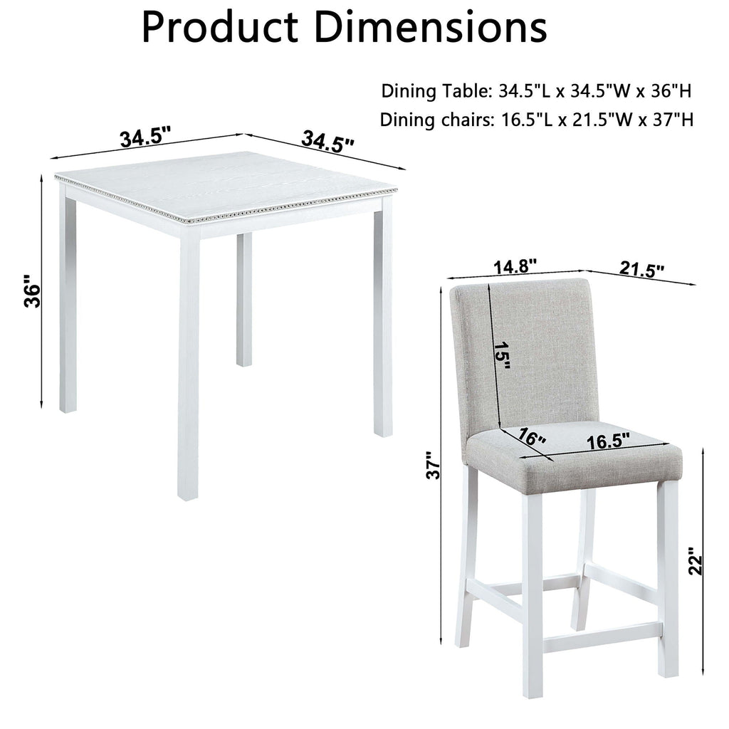 5 Piece Counter Height Table Set, Square Table And 4 Upholstered Chairs by Unique Piece Furniture