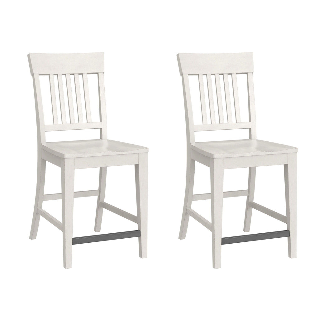 Slat Back Counter Stools (Set of 2) - White by Unique Piece Furniture