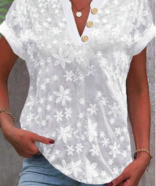 Ellen Floral Print Short Sleeve Blouse by Trendy Attic Store01