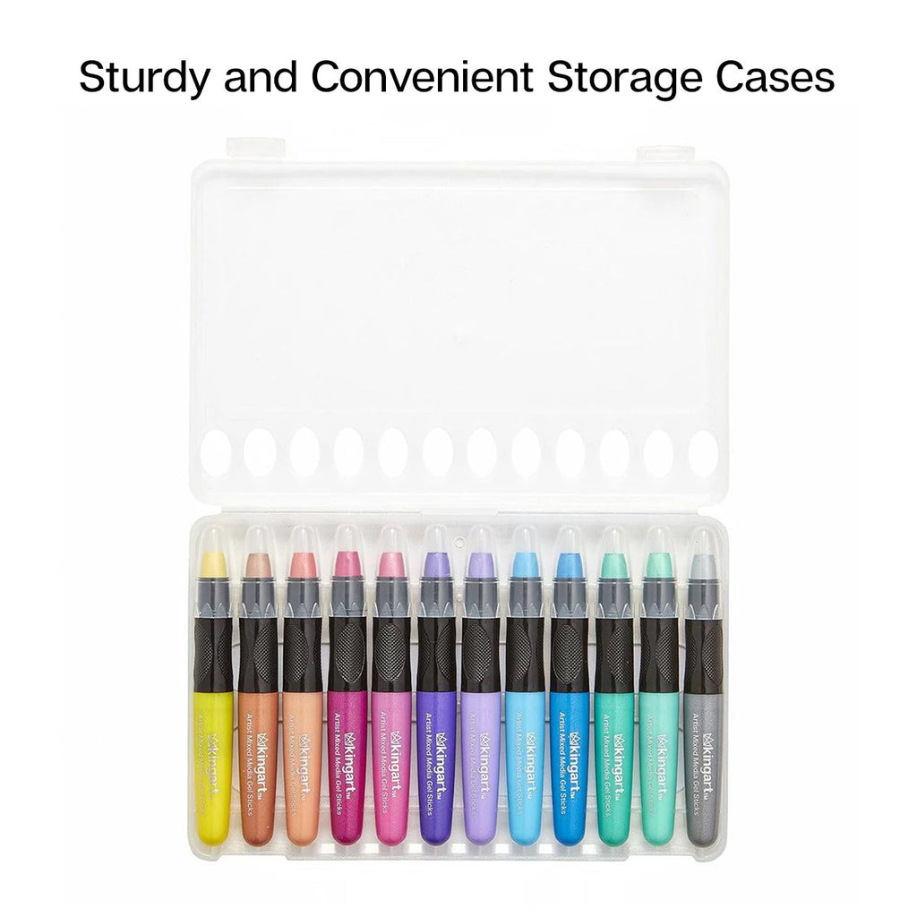 Mixed Media Gel Stick Crayons - 12 Metallic Colors by KINGART