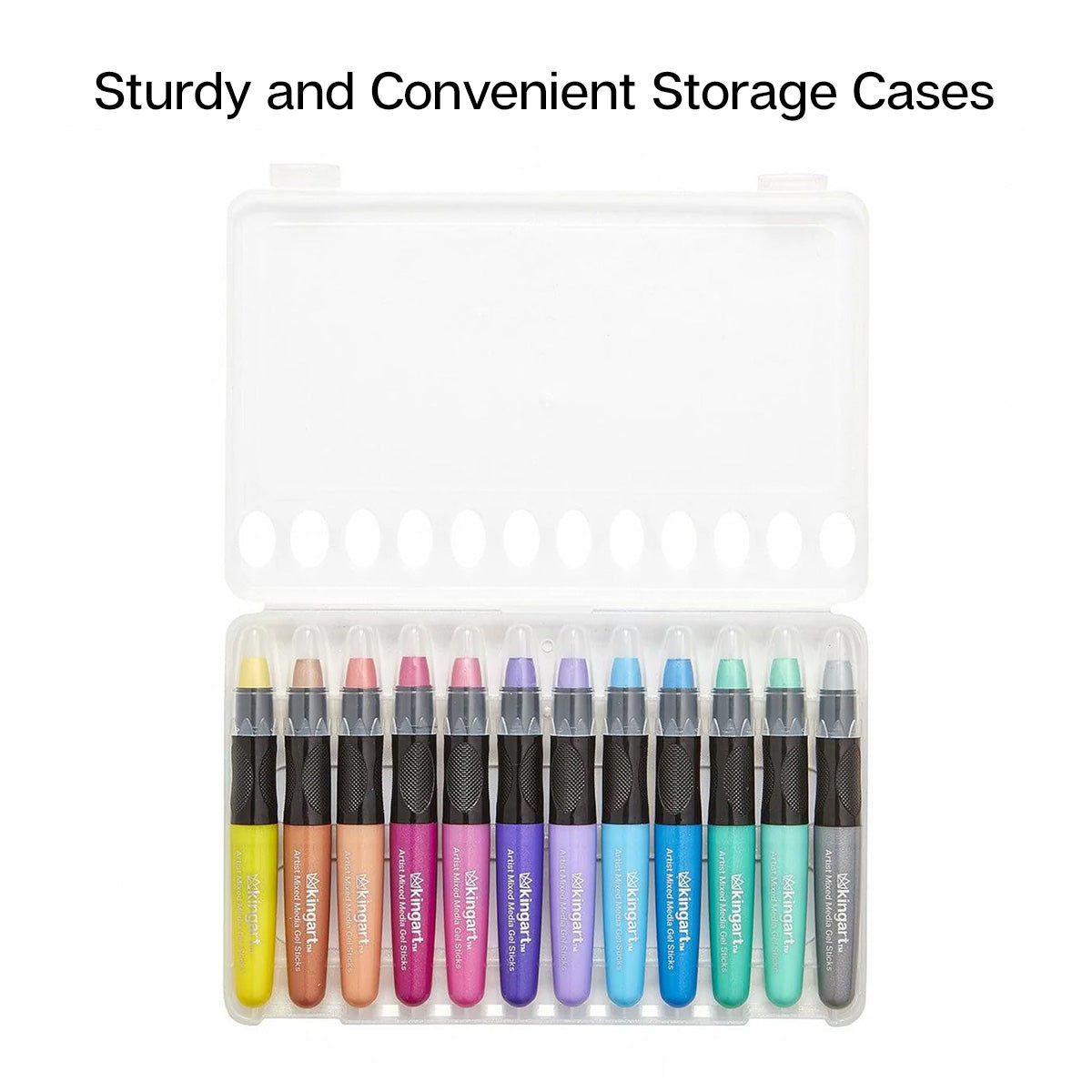 Mixed Media Gel Stick Crayons - 12 Metallic Colors by KINGART