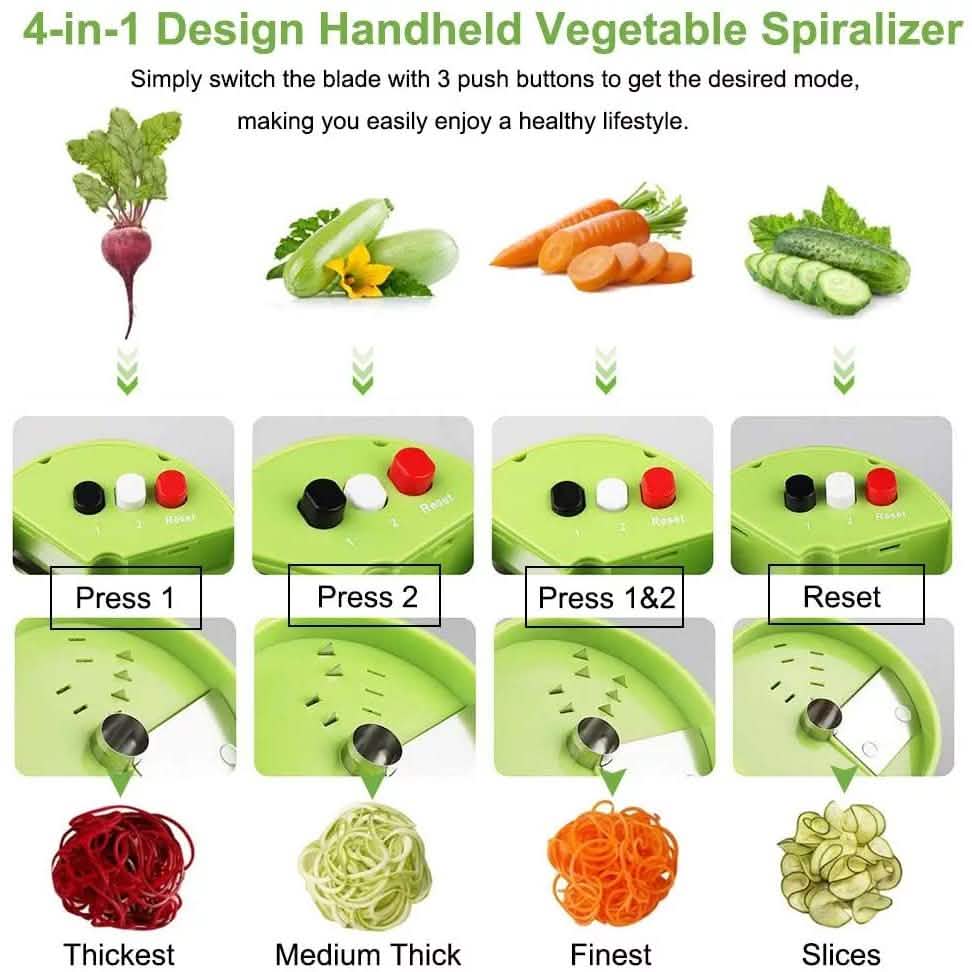 4-in-1 Fruit Vegetable Slicer Adjustable Spiral Grater by DailySale