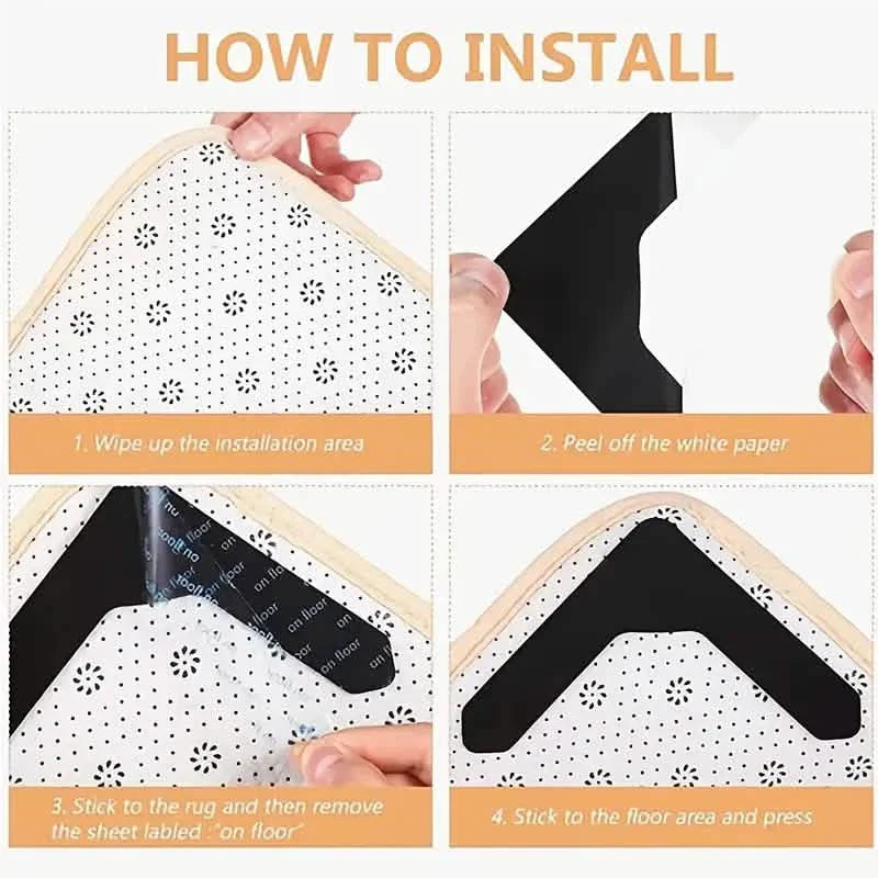 4-Pack: Reusable Non-Slip Carpet Rug Stickers by DailySale