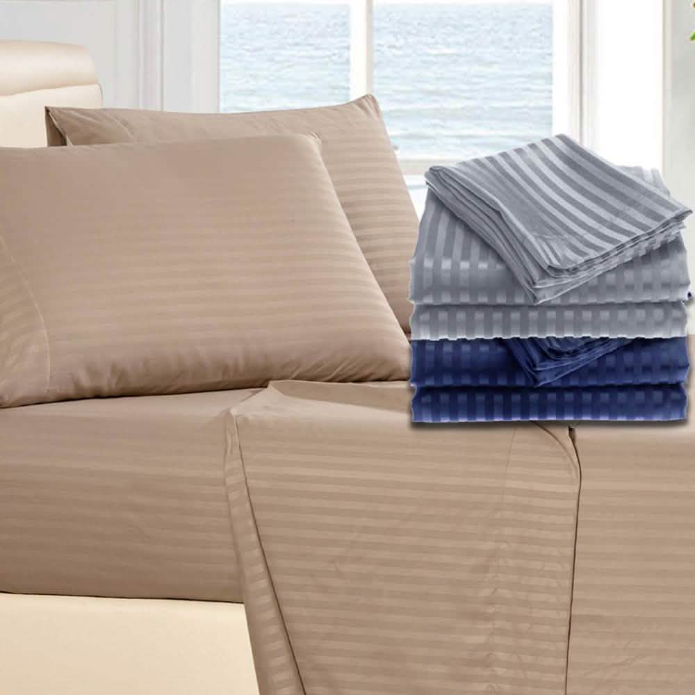 4-Piece: 1800 Series Brushed Microfiber Dobby Striped Sheet Set by DailySale