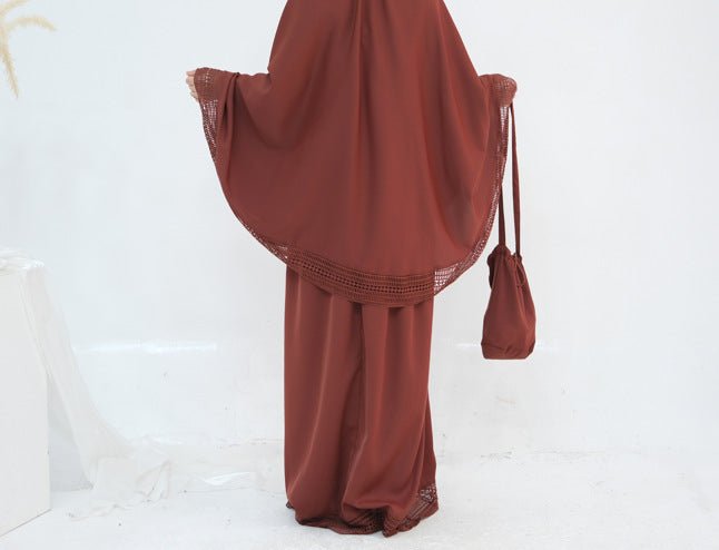 4-Piece Nida Prayer Set with Lace Trim(MK031) by Mariam's Collection