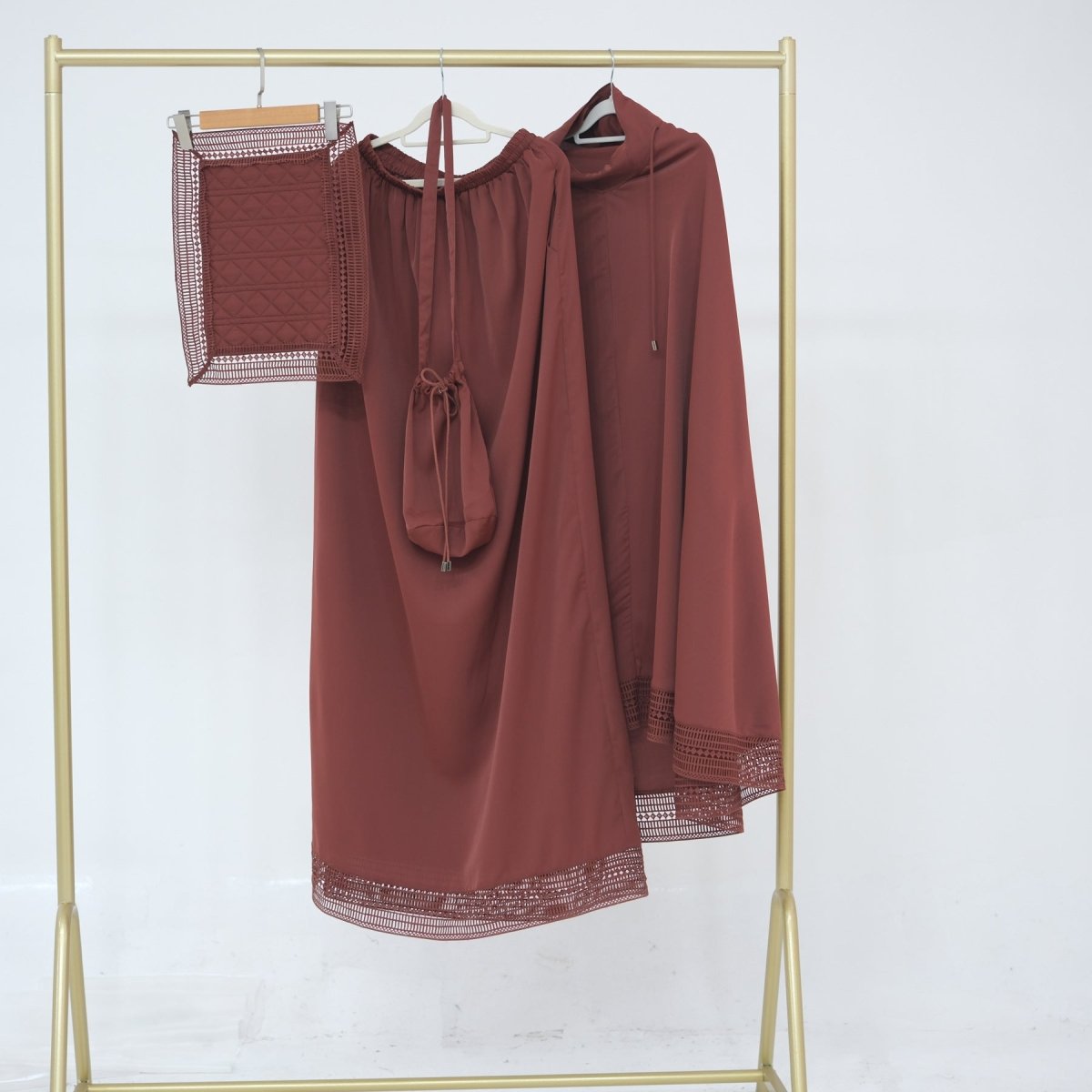 4-Piece Nida Prayer Set with Lace Trim(MK031) by Mariam's Collection