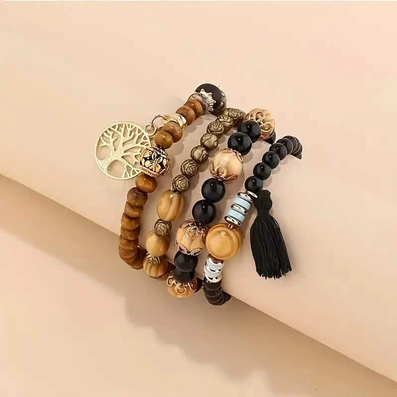 4-Piece Set: Creative Bohemian Bracelet, Layered Beaded Stretchable Bracelet by DailySale
