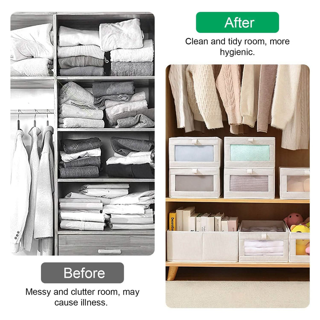 4-Pieces: Foldable Linen Clothing Storage Bin with Visible Clear Window by DailySale