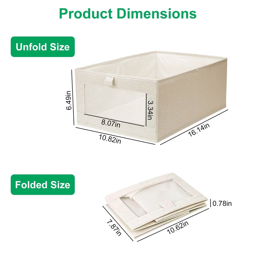 4-Pieces: Foldable Linen Clothing Storage Bin with Visible Clear Window by DailySale