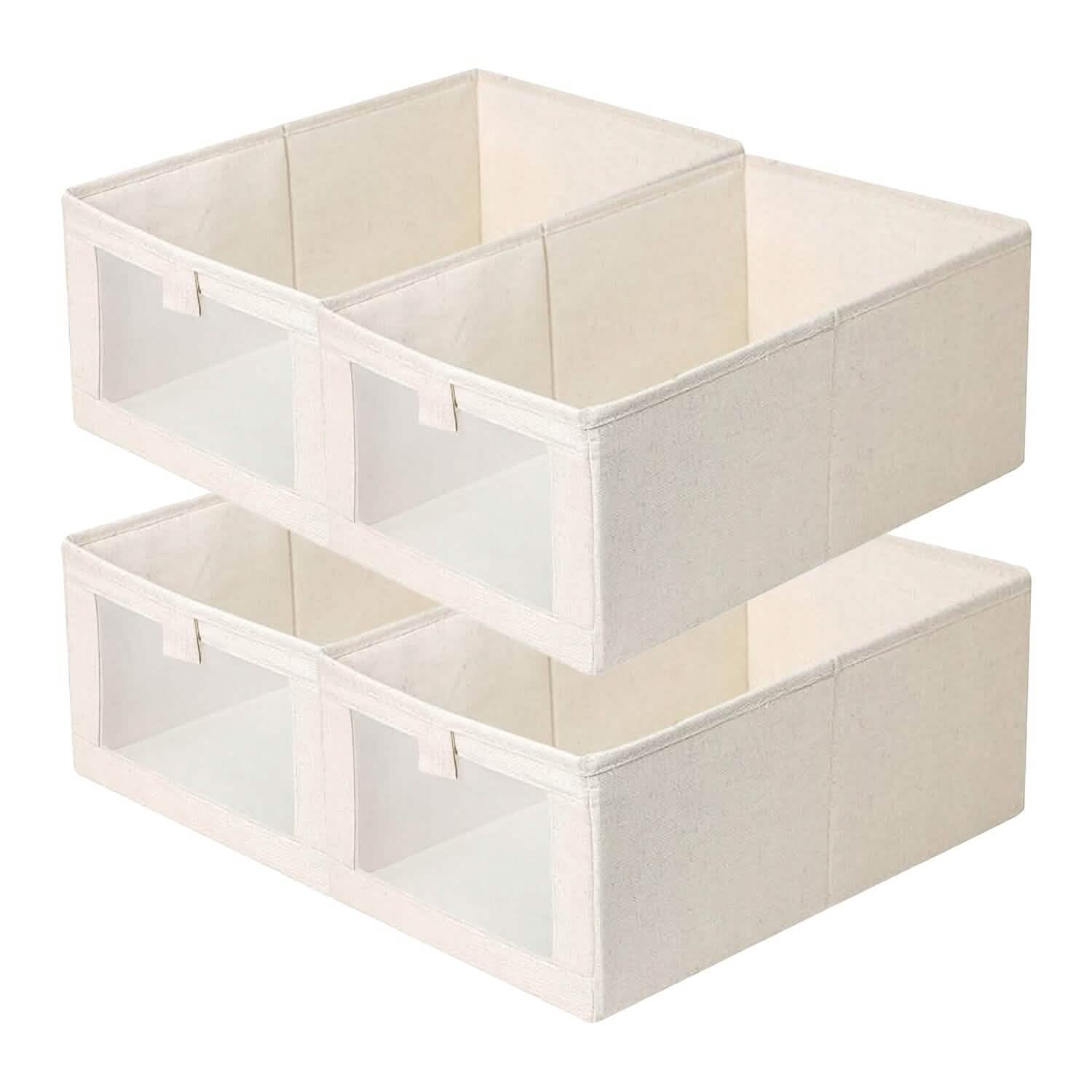 4-Pieces: Foldable Linen Clothing Storage Bin with Visible Clear Window by DailySale