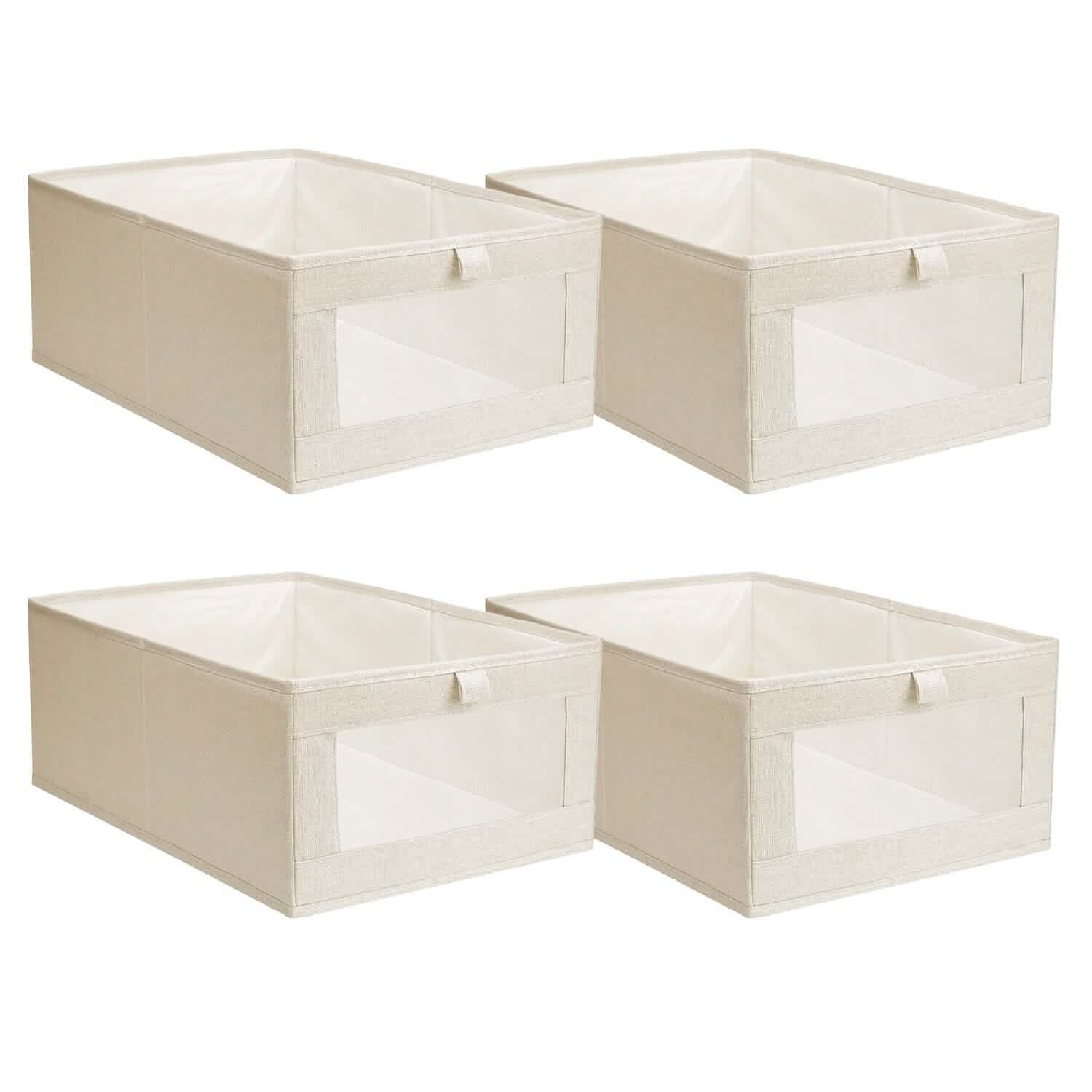 4-Pieces: Foldable Linen Clothing Storage Bin with Visible Clear Window by DailySale