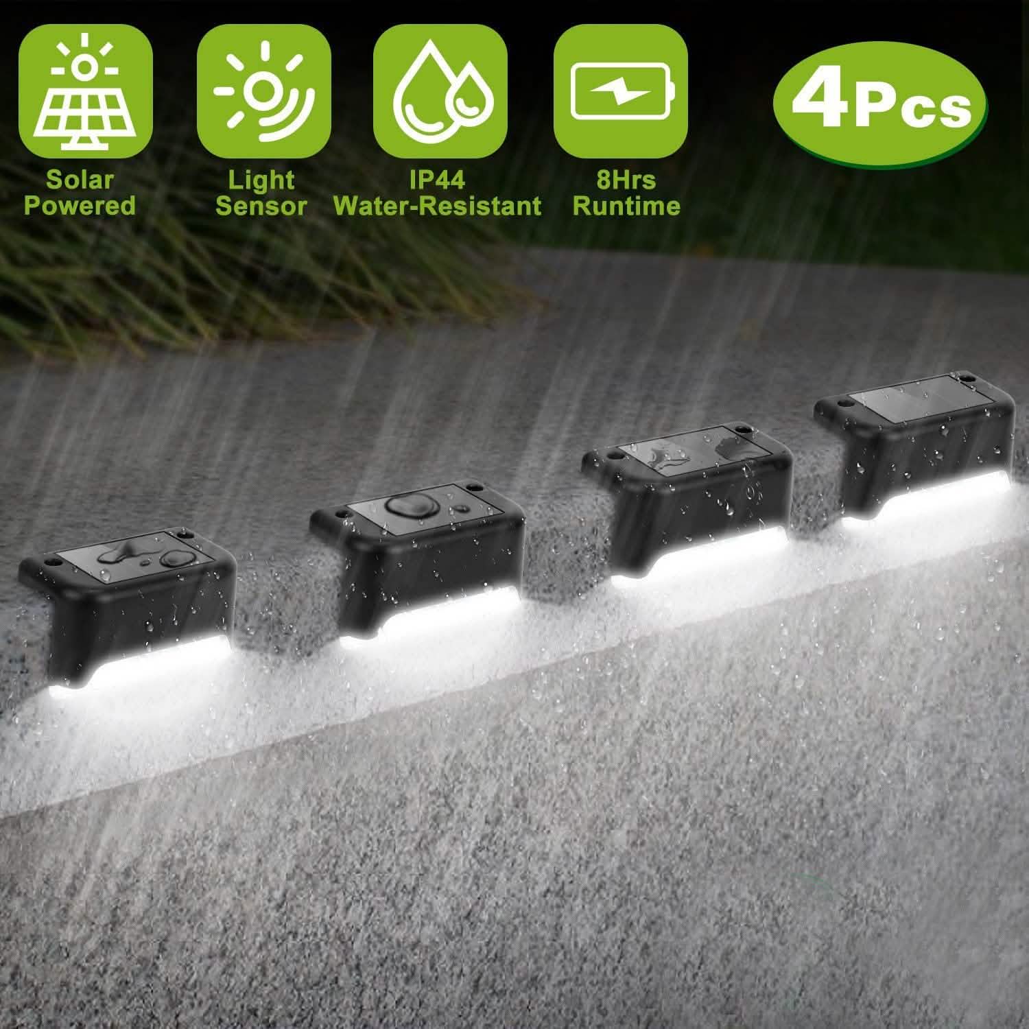 4-Pieces: Solar Powered LED Step Lights by DailySale