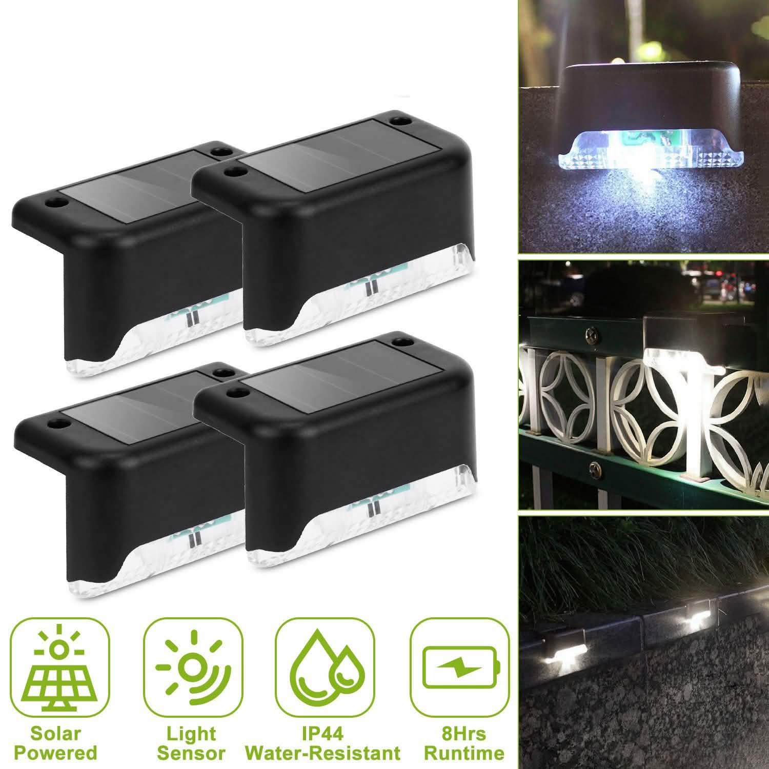 4-Pieces: Solar Powered LED Step Lights by DailySale