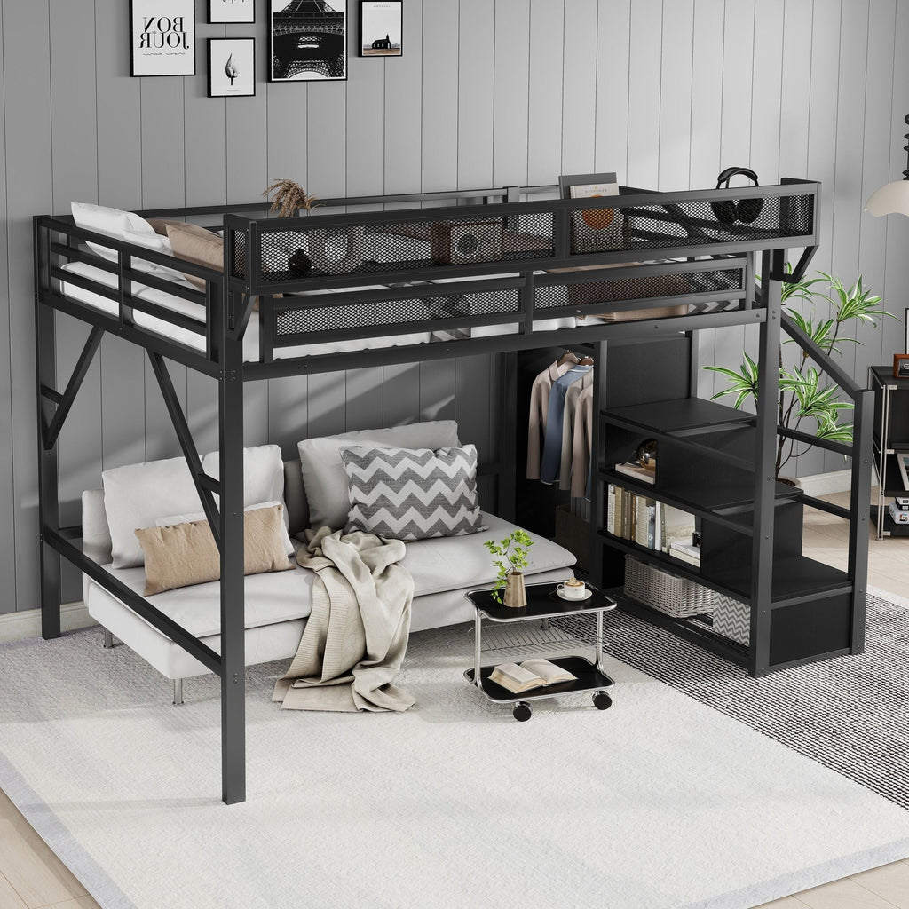 Loft Bed With Storage Shelves, Wardrobe by Unique Piece Furniture