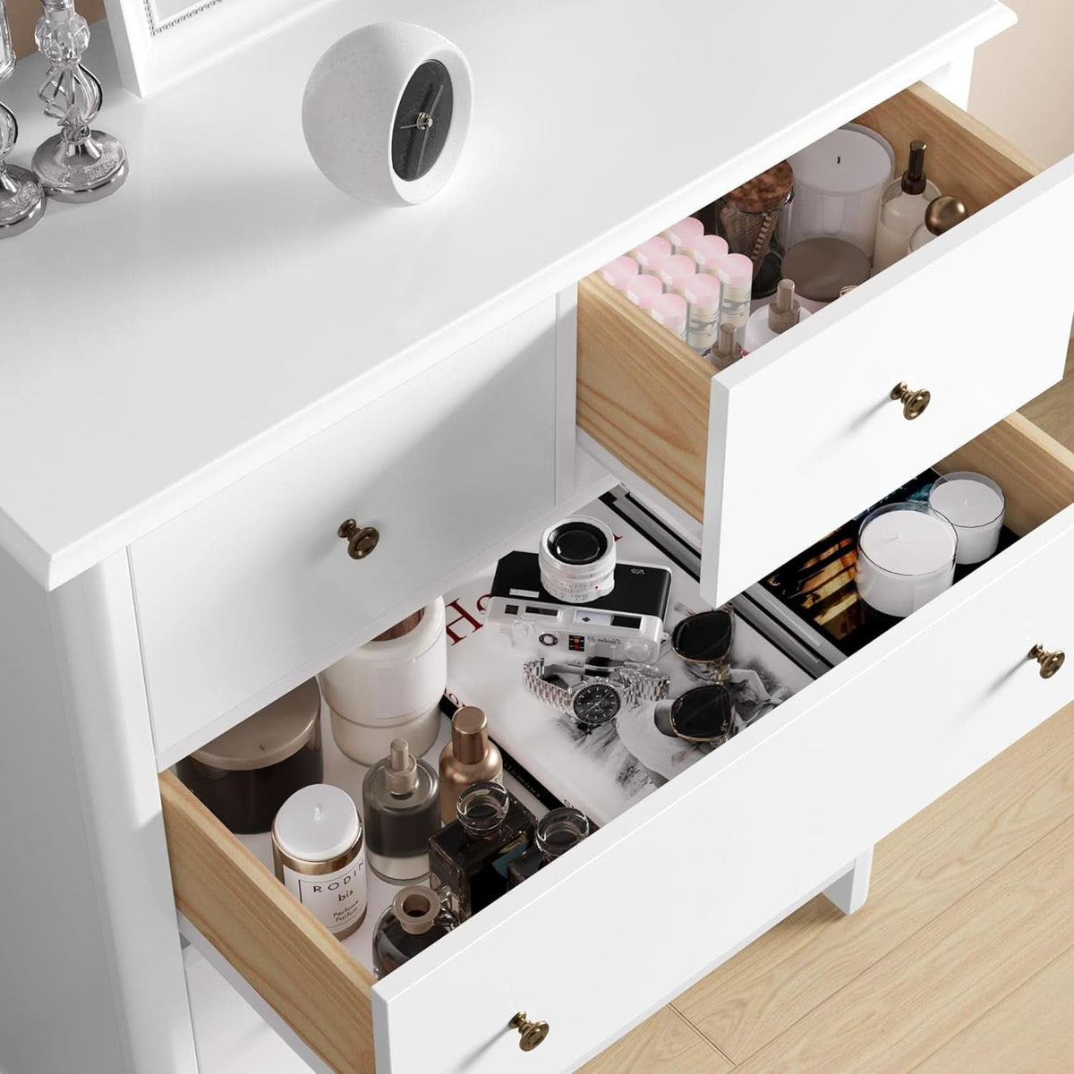 White Five Drawer Dresser For Bedroom Organization by ShipItFurniture