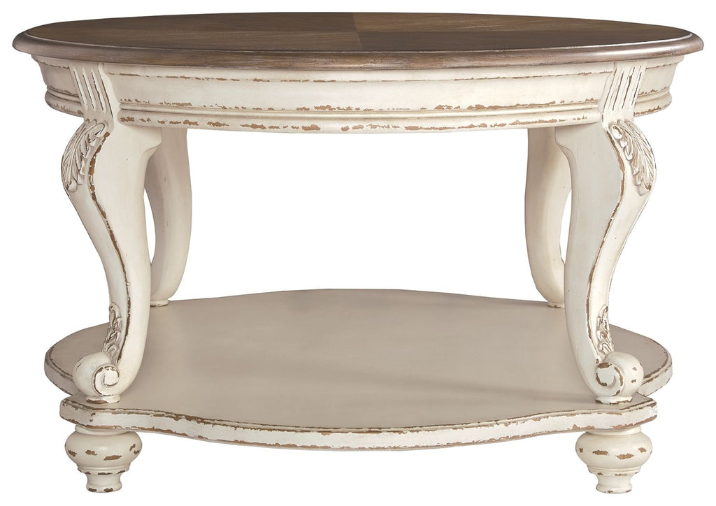 Realyn - Oval Cocktail Table - White / Brown by Unique Piece Furniture