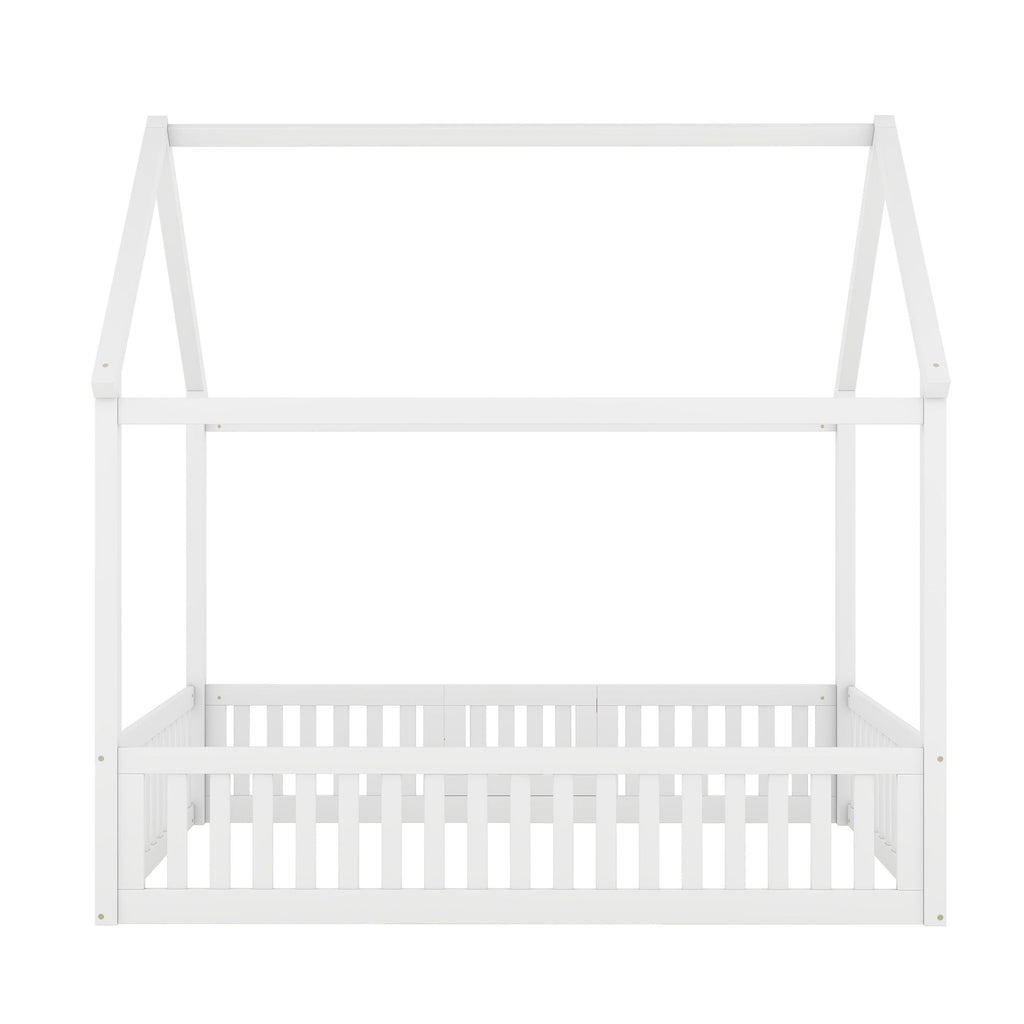 Wood House Bed With Fence And Door by Unique Piece Furniture