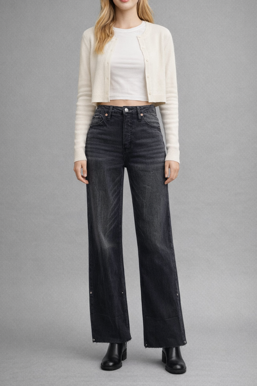 Elodie Tummy Control Inseam Transform High Rise A-line Wide Jeans by Artemis Vintage