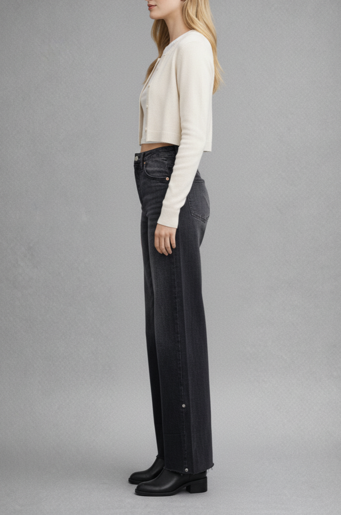 Elodie Tummy Control Inseam Transform High Rise A-line Wide Jeans by Artemis Vintage