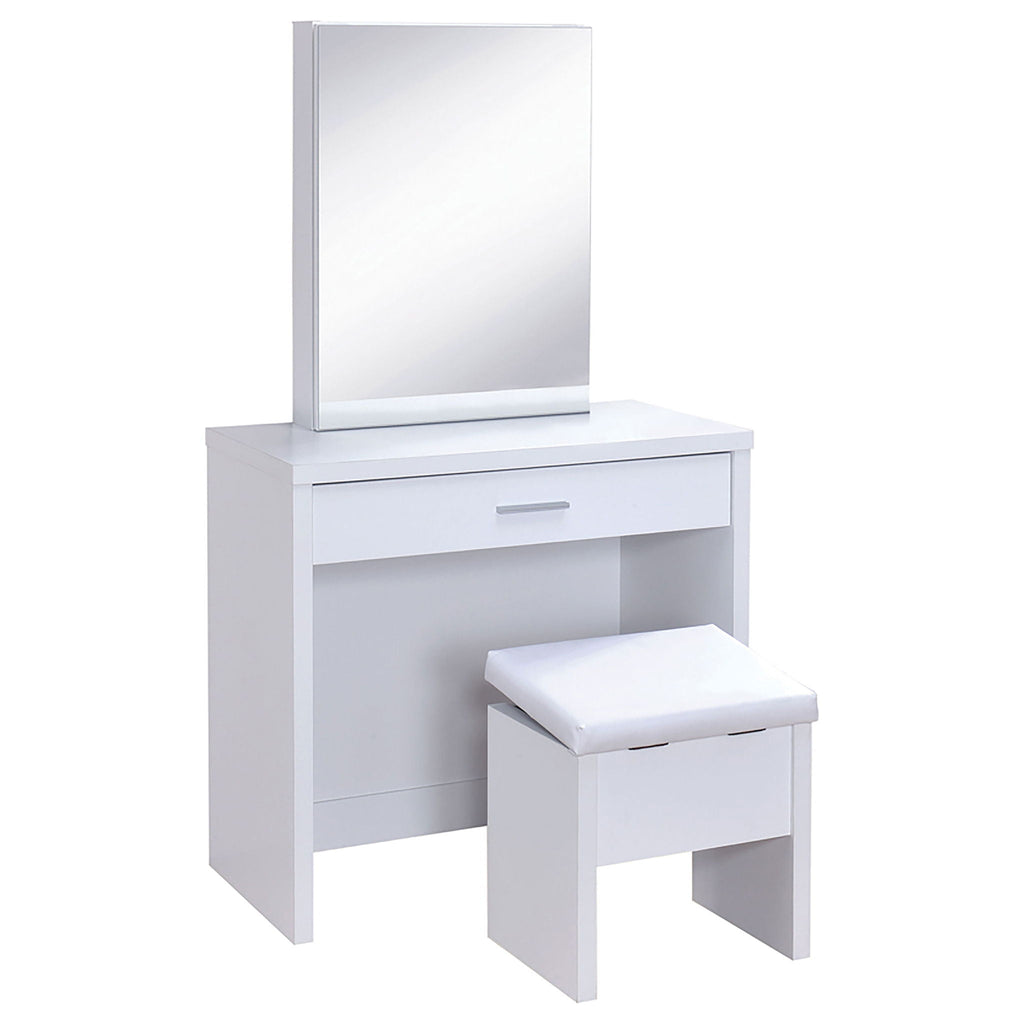 Harvey Vanity Set with Lift-Top Stool White by Unique Piece Furniture