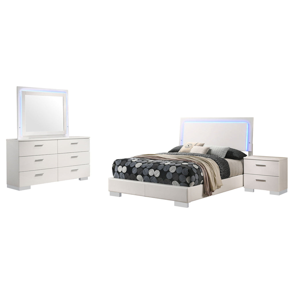 Felicity 4-piece Full Bedroom Set White High Gloss by Unique Piece Furniture