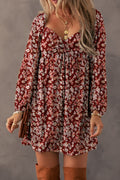 Red Floral Print Sweetheart Neck Shirred Back Mini Dress by Dear-Lover Dropshipping