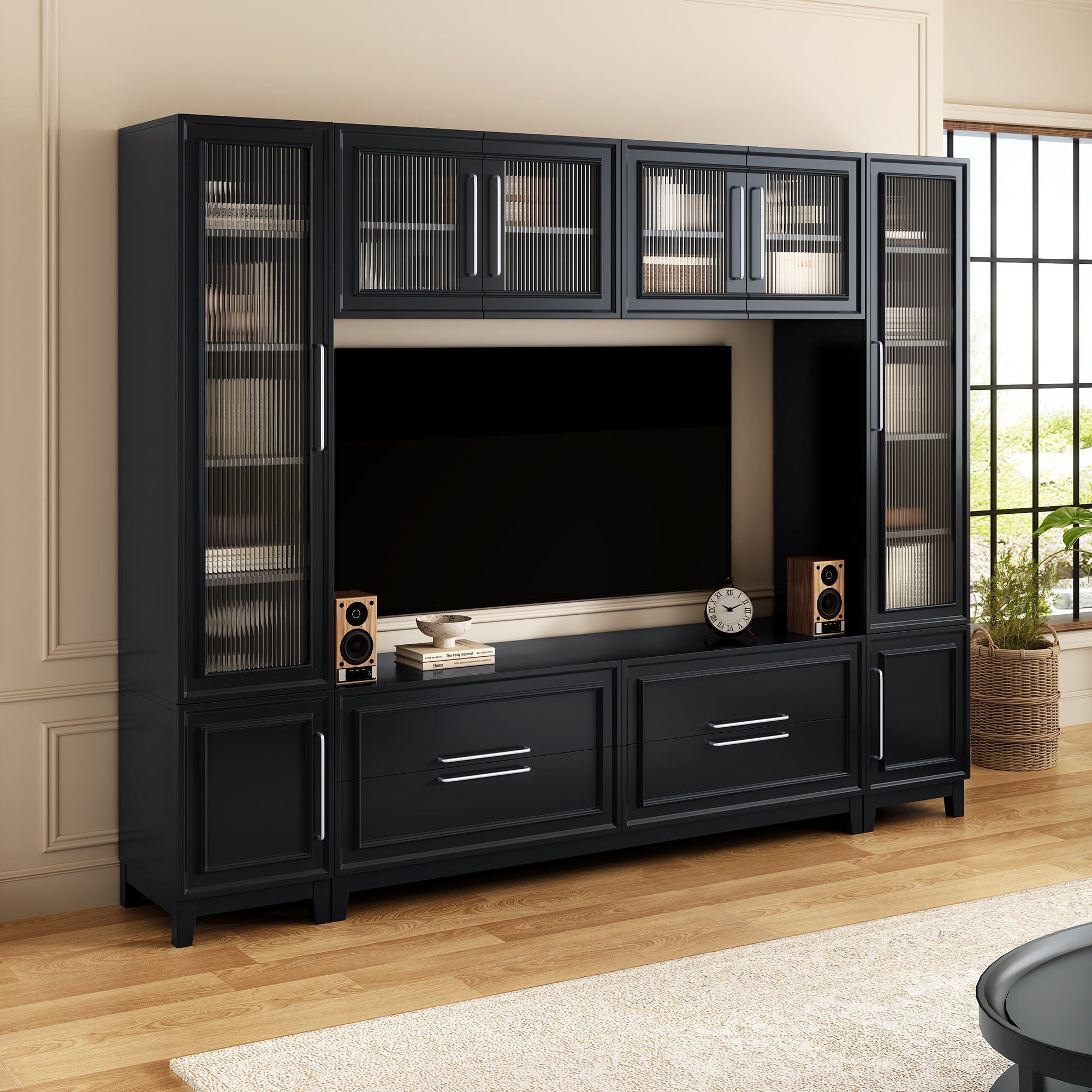Wall Unit Modern Entertainment Center With Glass Doors by Unique Piece Furniture