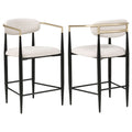 Tina Fabric Upholstered Counter Chair Beige (Set of 2) by Unique Piece Furniture