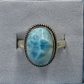 Sterling Silver Larimar Oval Ring - Size 8 - Deepest Calm by Sacred Crystals