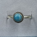 Sterling Silver Dainty Larimar Round Ring - Size 9 - Calm Button by Sacred Crystals