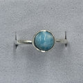 Sterling Silver Larimar Round Ring - Size 9 - Calming Breeze by Sacred Crystals