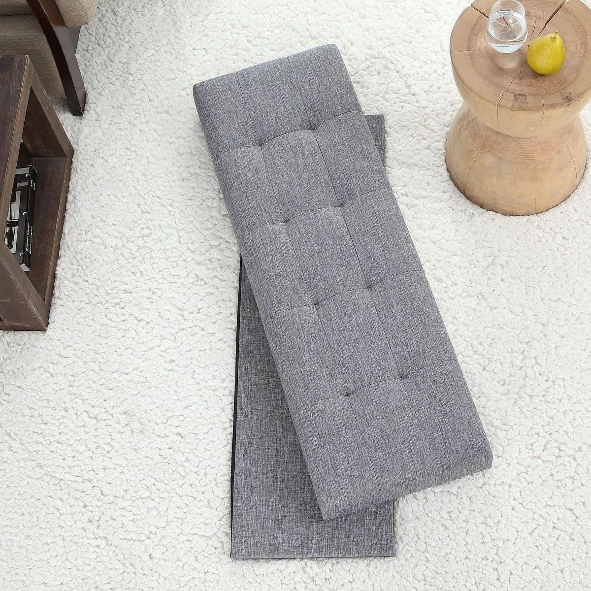 Gray 45 Inch Storage Ottoman Bench Durable Upholstery by ShipItFurniture