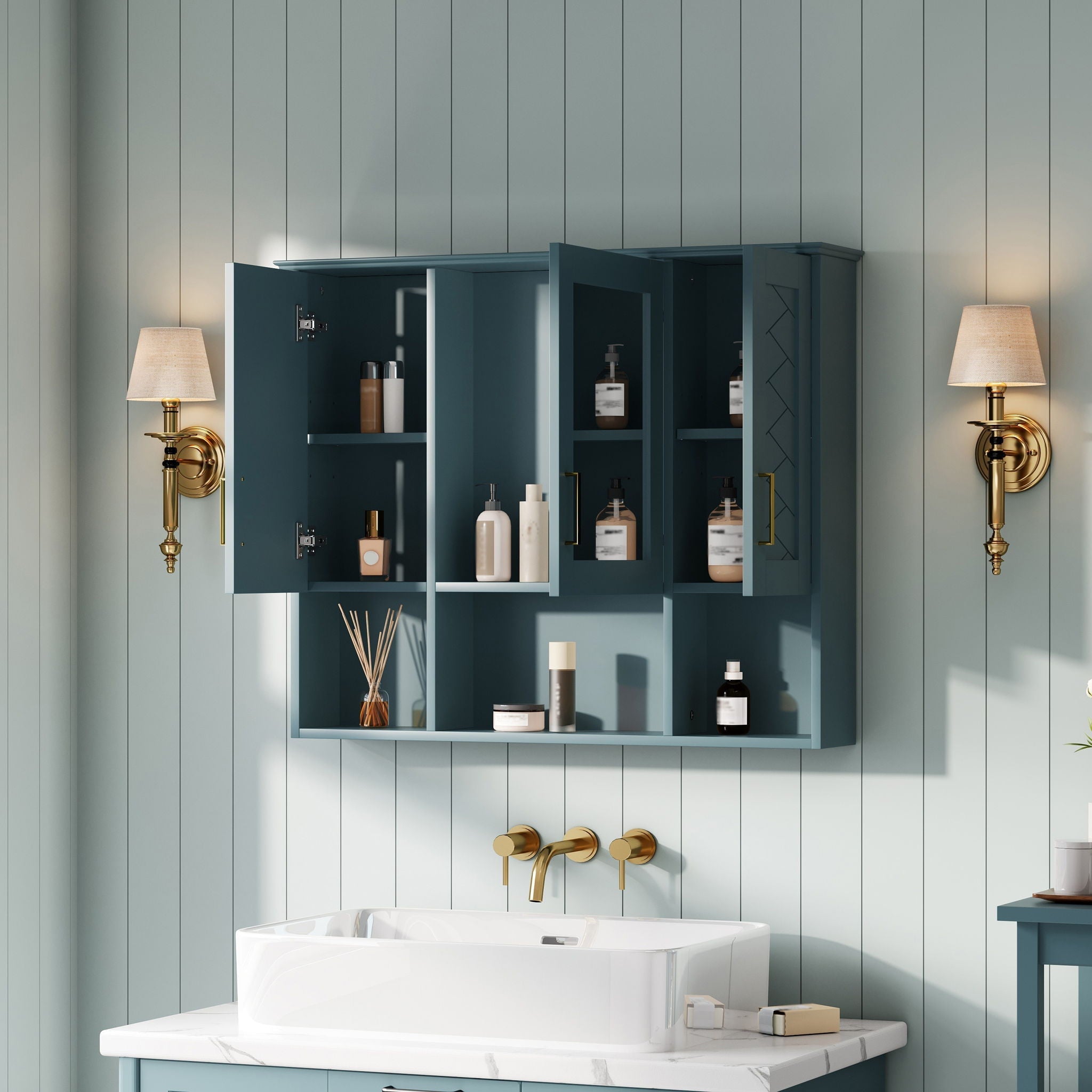 Modern Wall Mounted Medicine Cabinet With Adjustable Shelves, Soft Close Doors, High Define Mirror by Unique Piece Furniture