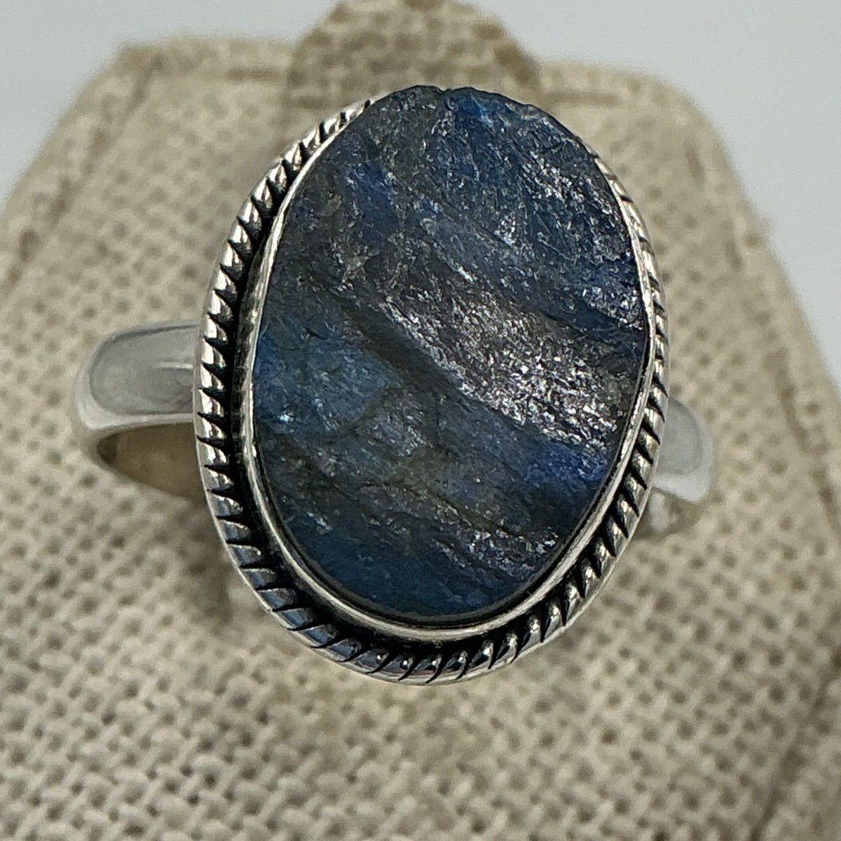 Sterling Silver Labradorite Rough Oval Ring - Size 9 - Magic and Protection by Sacred Crystals