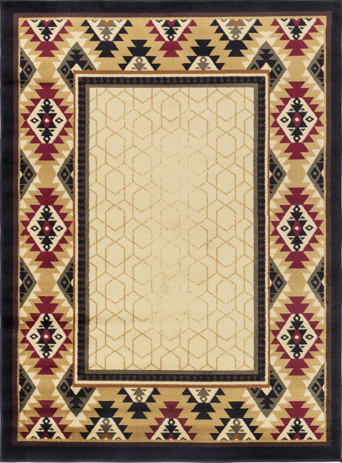 Tribes - 5'3" X 7'3" Polypropylene, Southwest Area Rug - Cream by Unique Piece Furniture
