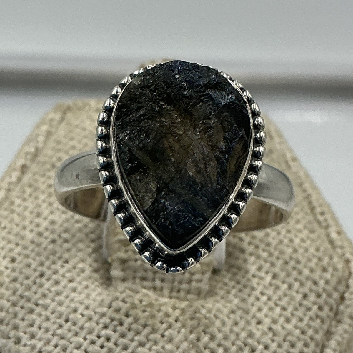Sterling Silver Labradorite Rough Tear Drop Ring - Size 9 - Magic and Protection by Sacred Crystals