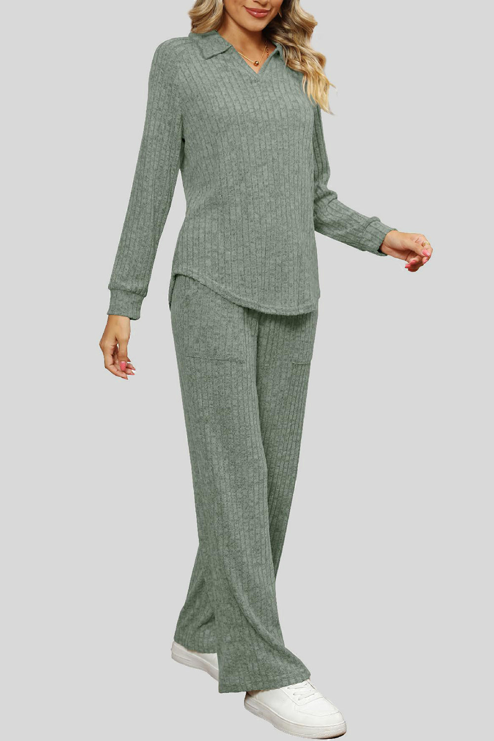 Ribbed Long Sleeve Top and Pocketed Pants Set by Wild and Free Boutique