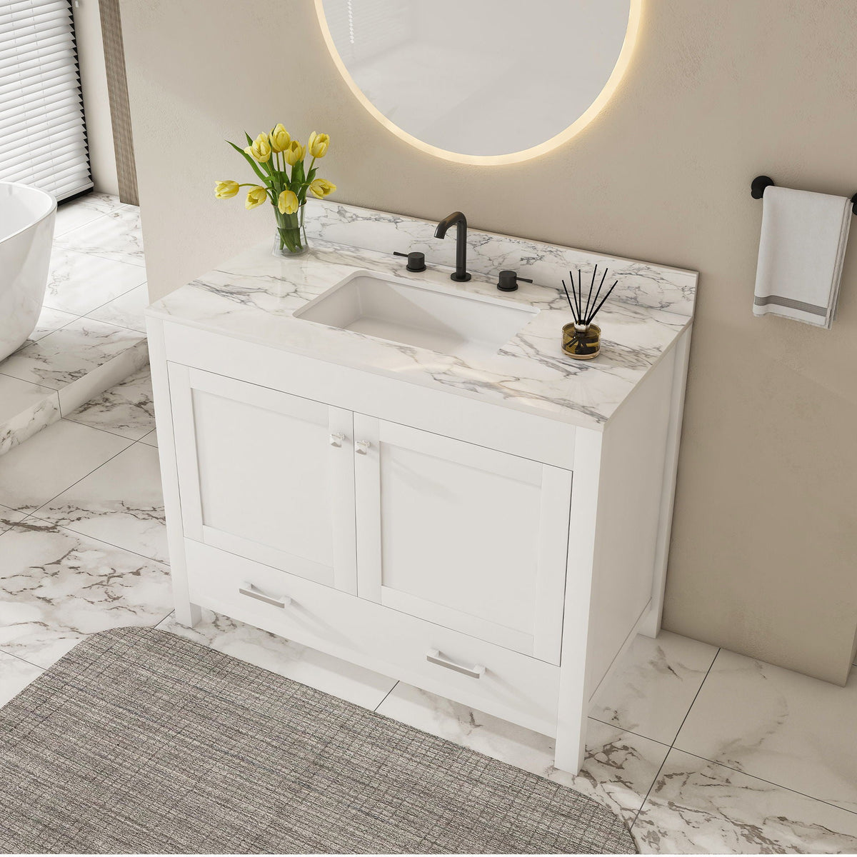 43" Bathroom Vanity Multi Functional Cabinet - White by Unique Piece Furniture