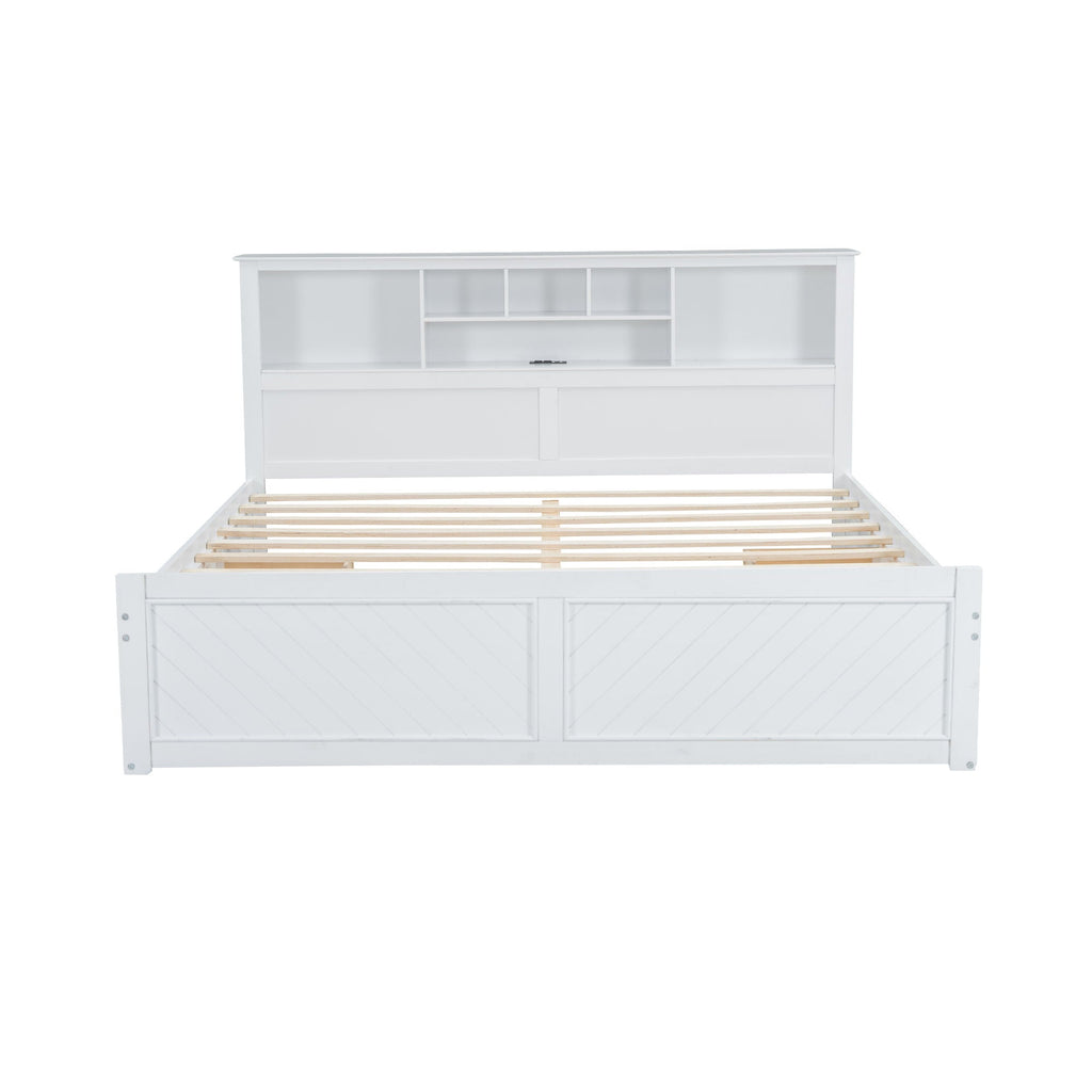 Platform Bed With Multi Storage Headboard, USB And Drawers by Unique Piece Furniture