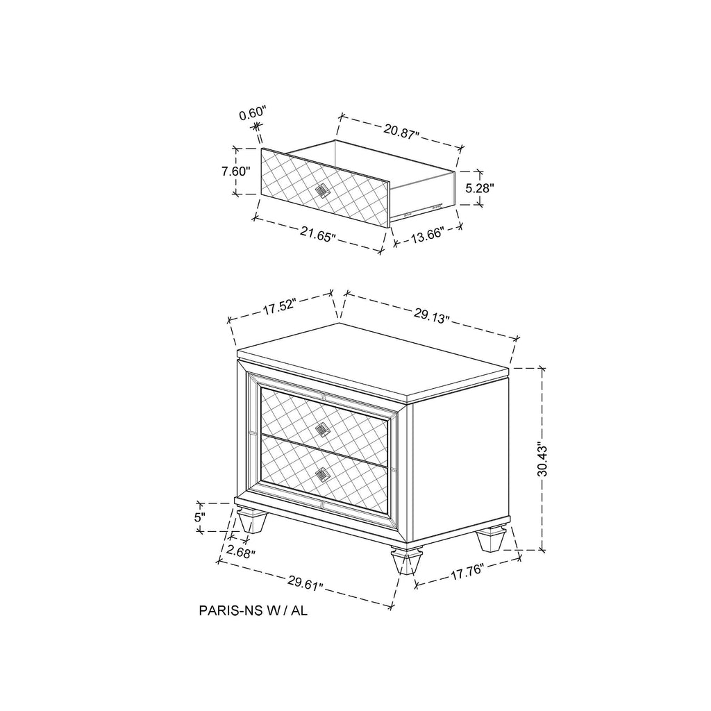 Cross - Glam Nightstand - Champagne by Unique Piece Furniture