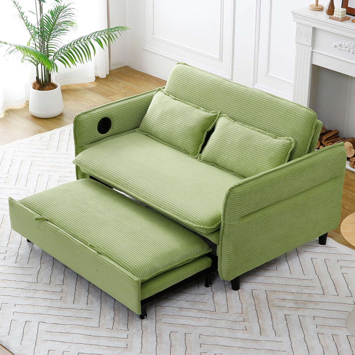Modern Fabric Multi-Functional Sofa Bed With Adjustable Armrests And Backrests by Unique Piece Furniture