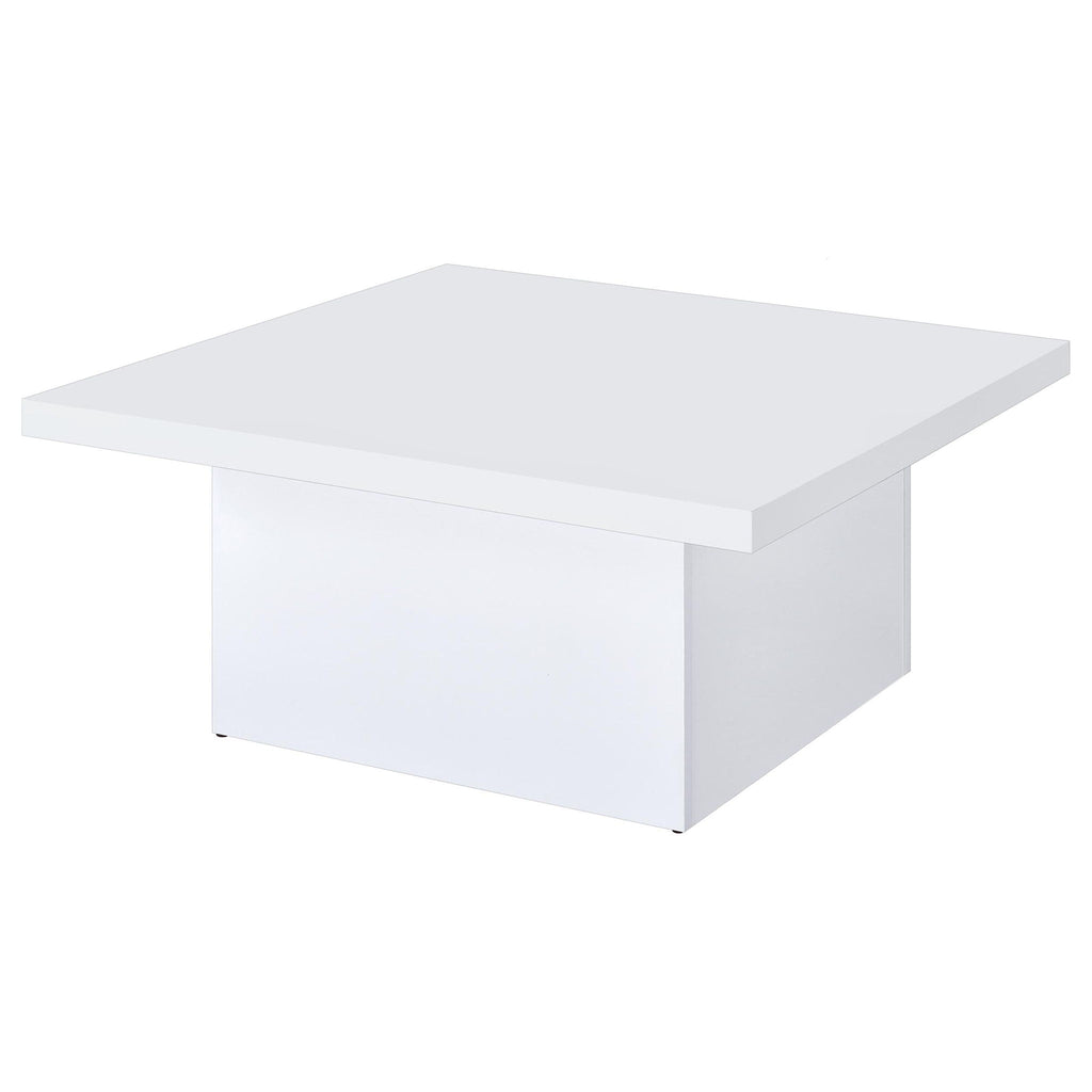 Devar Square Engineered Wood Coffee Table White High Gloss by Unique Piece Furniture