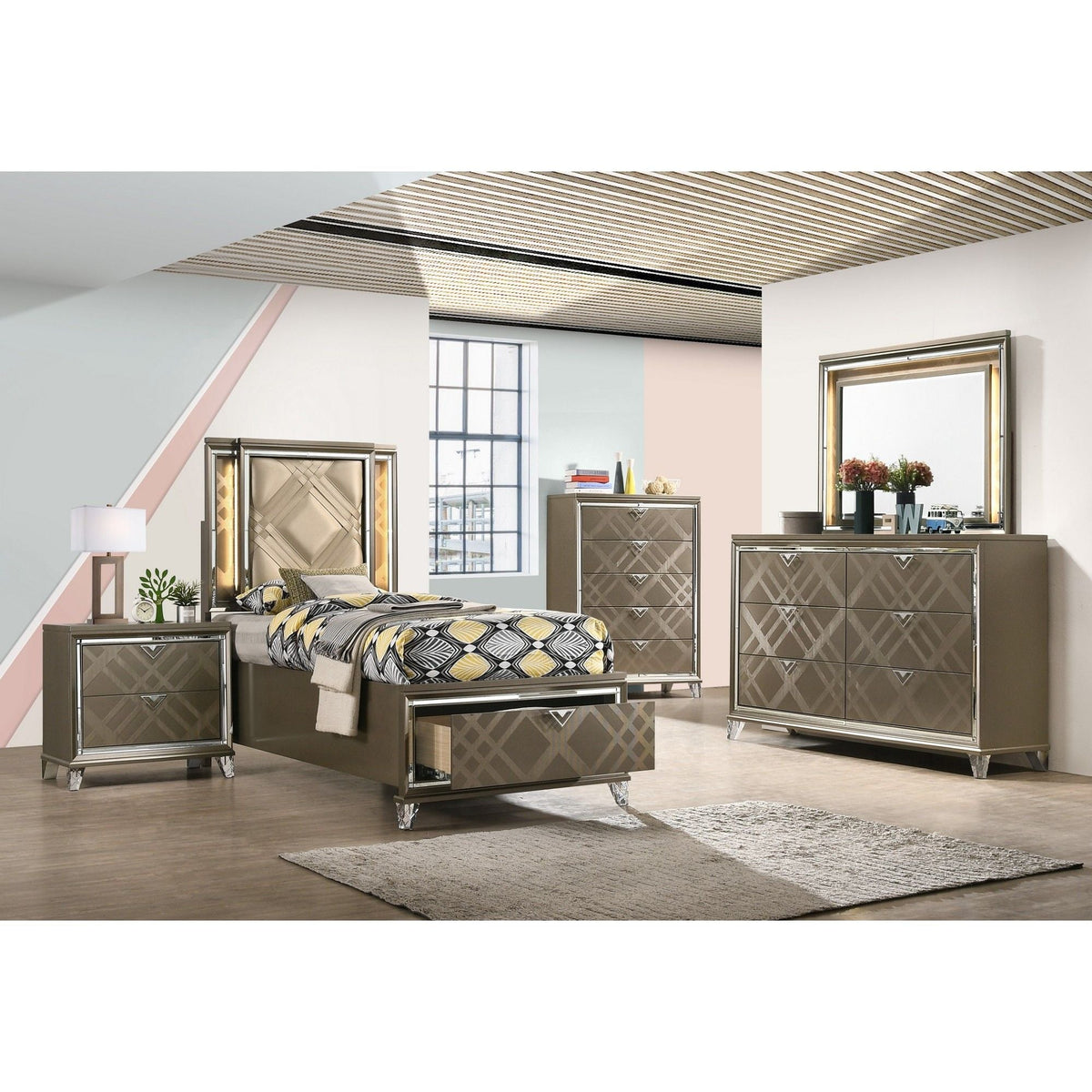Skylar - Nightstand - Champagne by Unique Piece Furniture